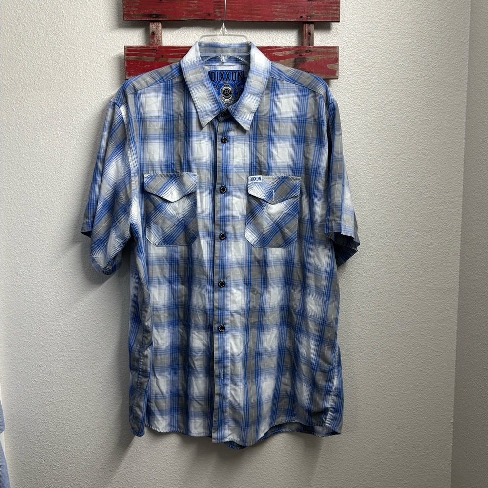 DIXXON Blue and White Plaid Casual Shirt